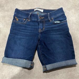 Abercrombie & Fitch Kids Indigo Rolled Cuff Bermuda Denim Shorts Sz 12